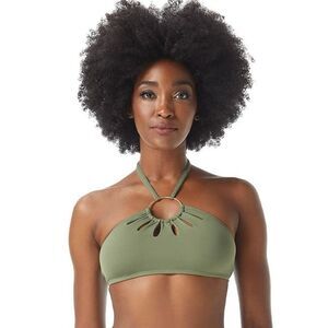 Vince Camuto Serengeti  Ring Cutout Halter Top Safari Green Size Small